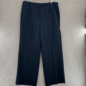 Le Suit Pants Womens 16 Black Pinstripe Wide Leg Essentials Office Career Work